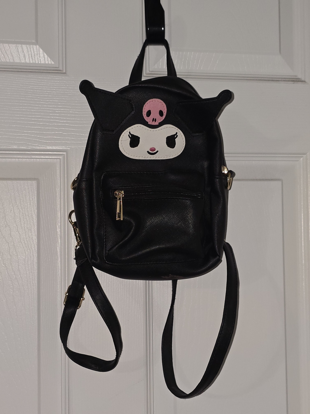 Kids Black Character Mini Backpack with Pink Accent